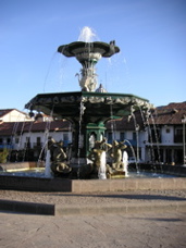 The fountain in the center of the Plaza de Armas, Cusco.