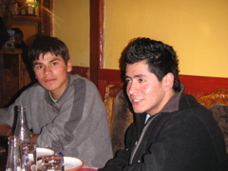 Jason and his brother Miguel in a restaurant. A group of us met Jason, a local college student, when we got lost in Cusco earlier that day.