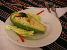 This was part of my very first meal in Cusco. Peruvians make colorful dishes and eat a lot of "aguacate" (avocado).