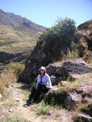 Janet taking a rest on the trail.