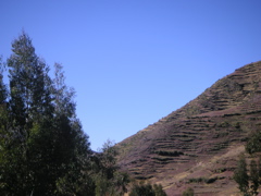 View of a mountain from the road.