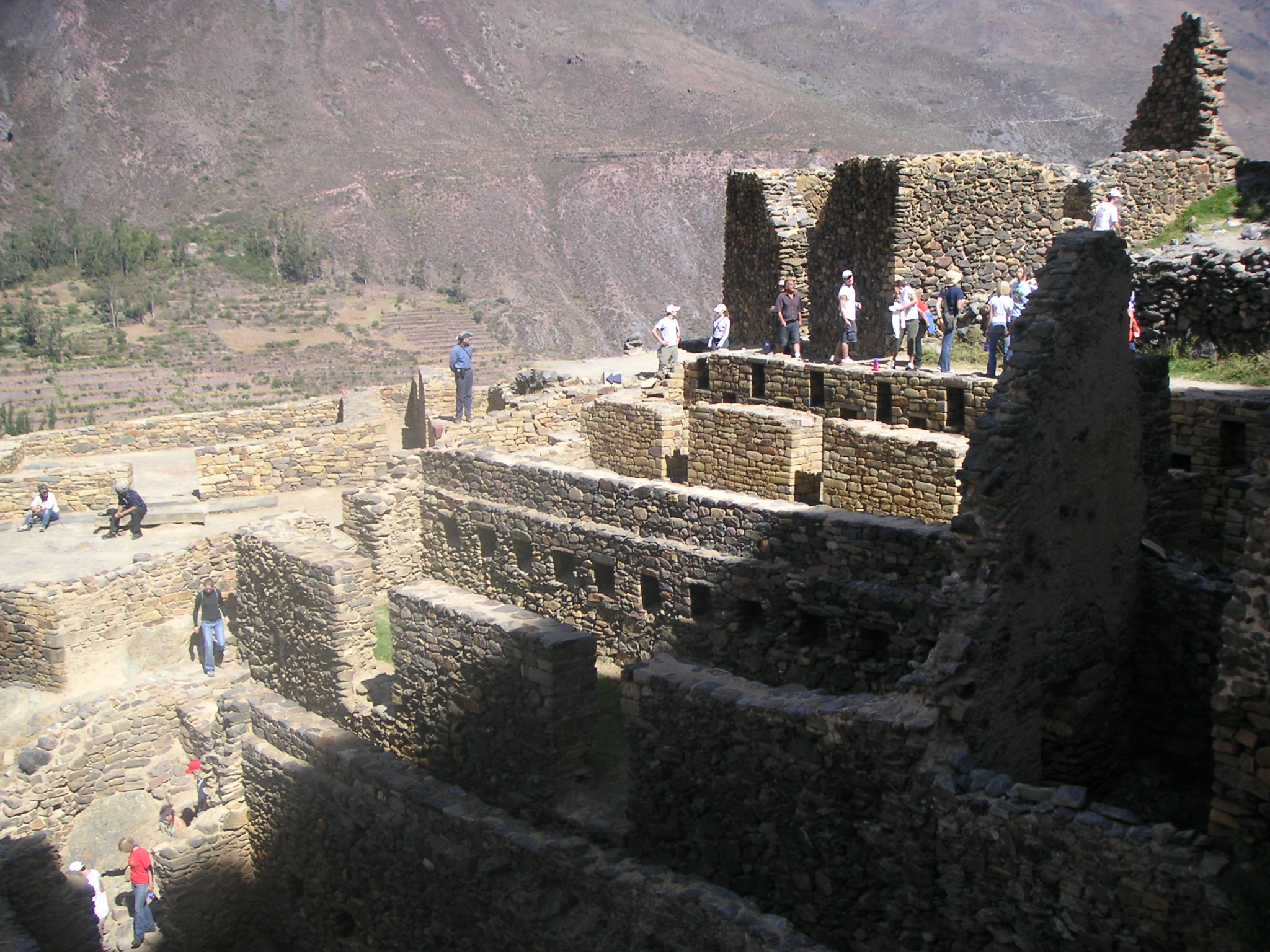 View of the Ollantaytambo Inca ruins.