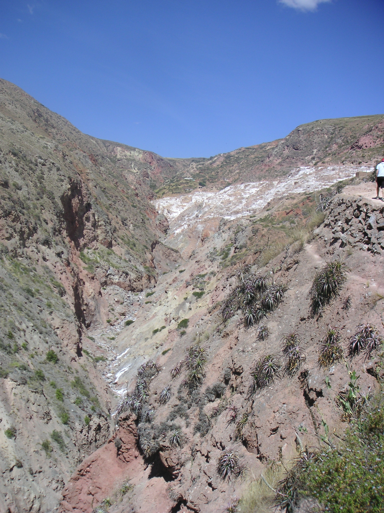 We finally see the salt mines of Maras, at a far distance though.