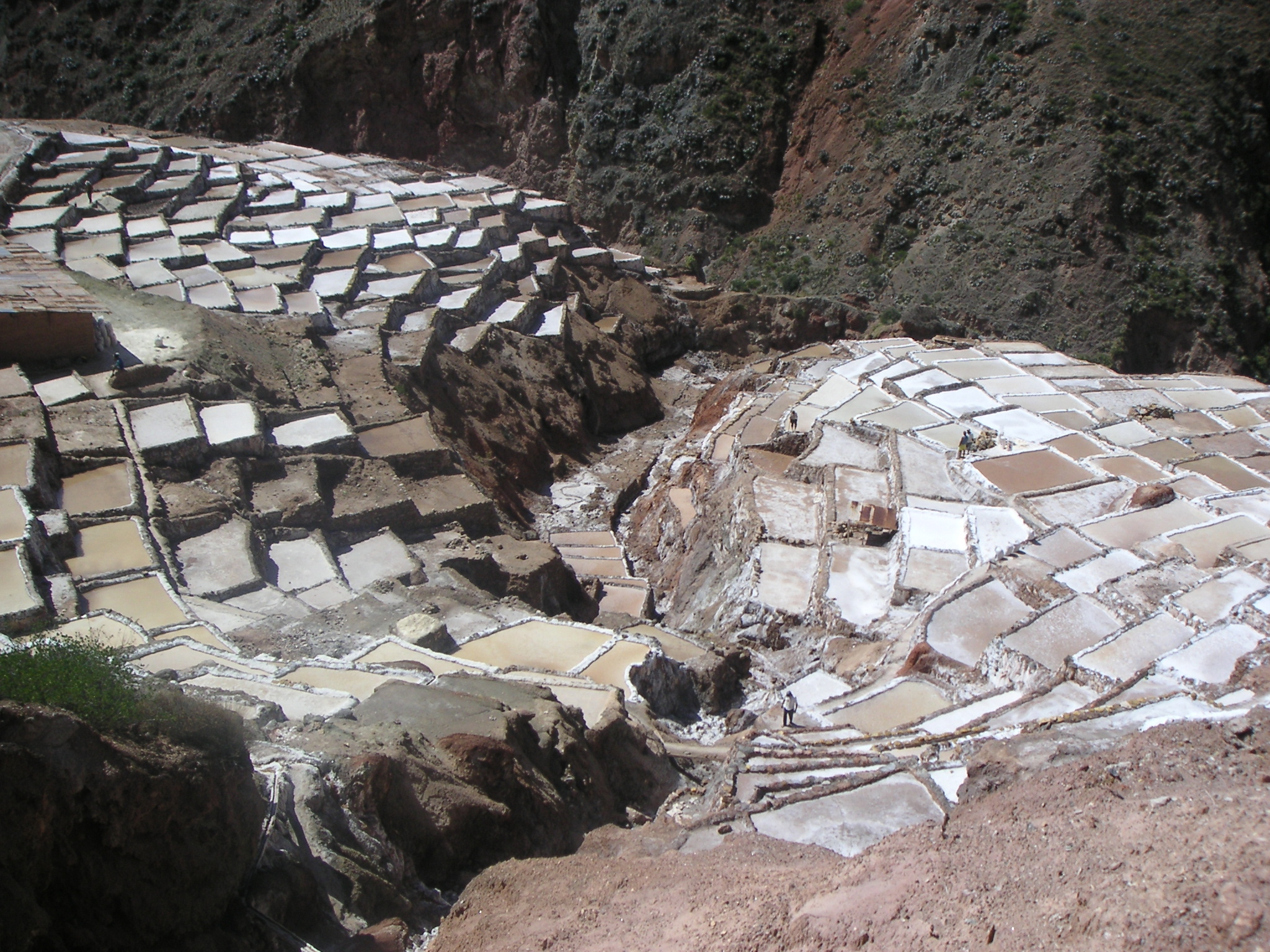 The salt mines of Maras. Seen here are shallow pools of salty water, before processing.