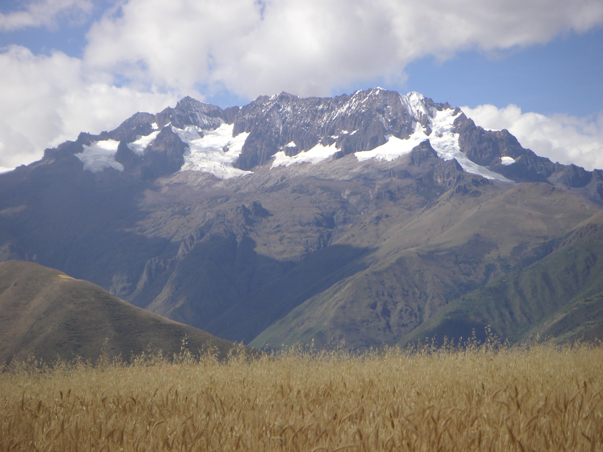 View of a snow-capped mountain. We stopped near the mountain's base for lunch, on the way to Moray.