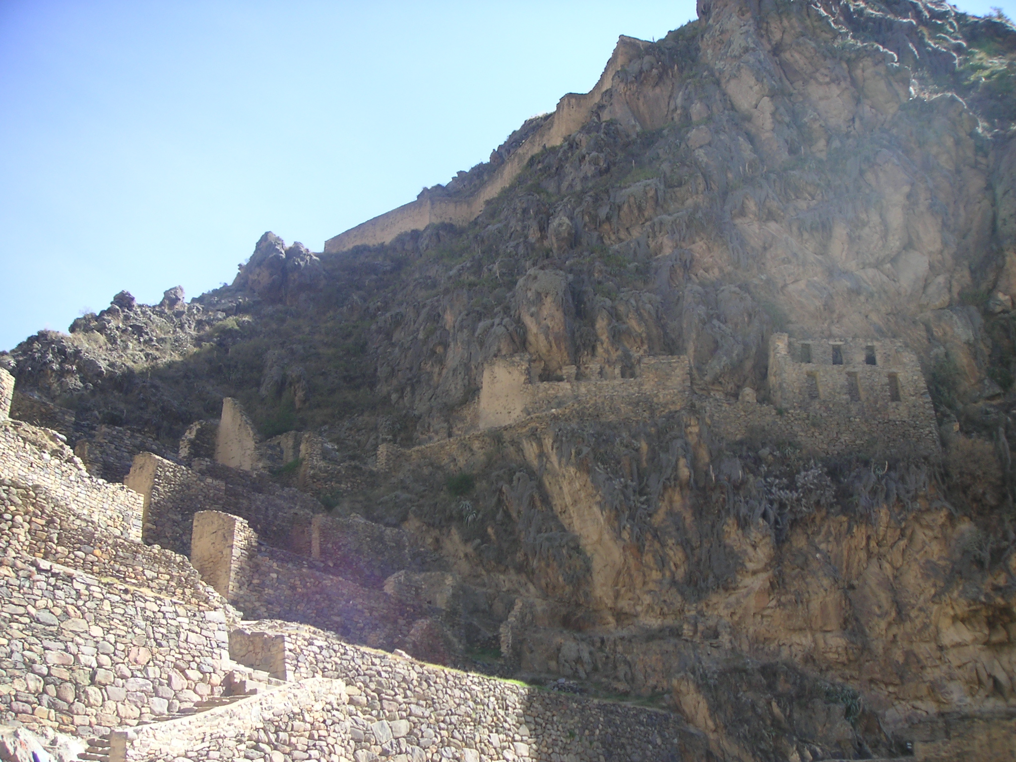 A closer view of the Ollantaytambo Inca ruins.