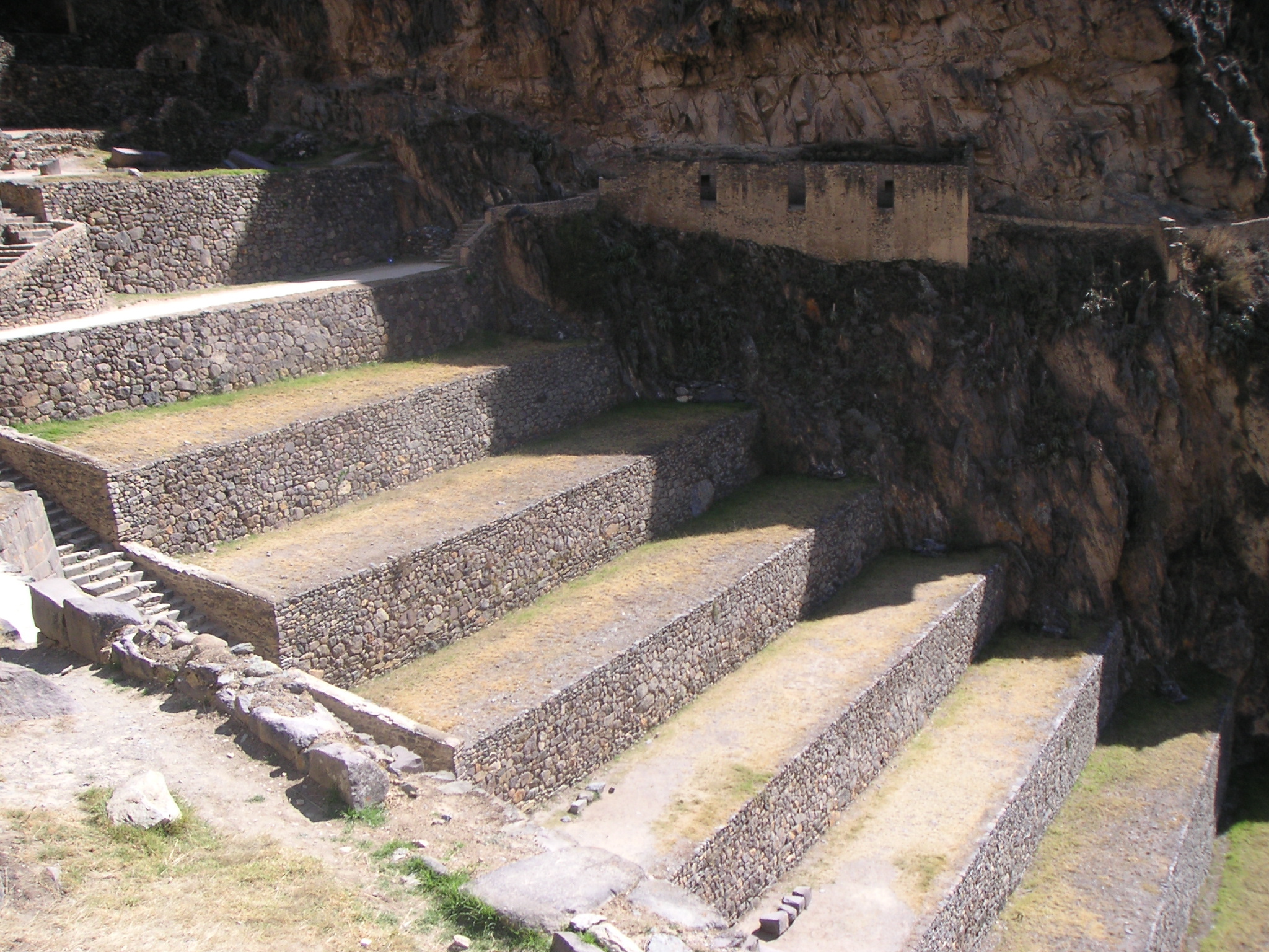 A closer view of the Ollantaytambo Inca ruins.