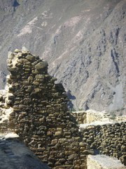 A closer view of the Ollantaytambo Inca ruins.