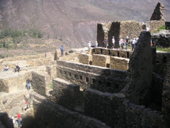 View of the Ollantaytambo Inca ruins.