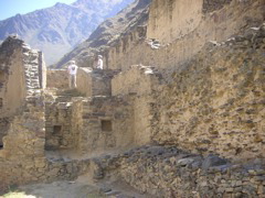 A closer view of the Ollantaytambo Inca ruins.