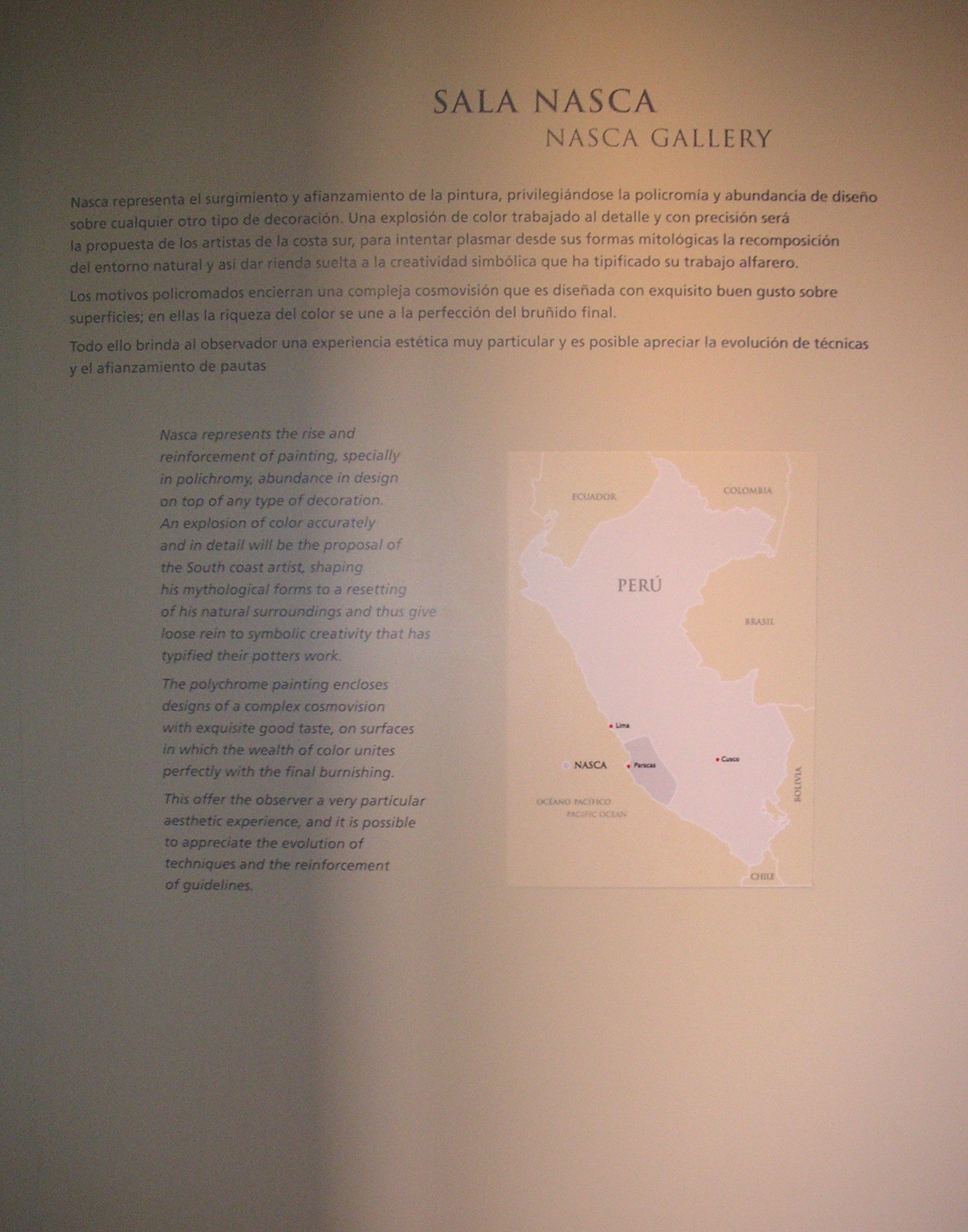 Informational display in the Museo de Arte Precolombino, Cusco.