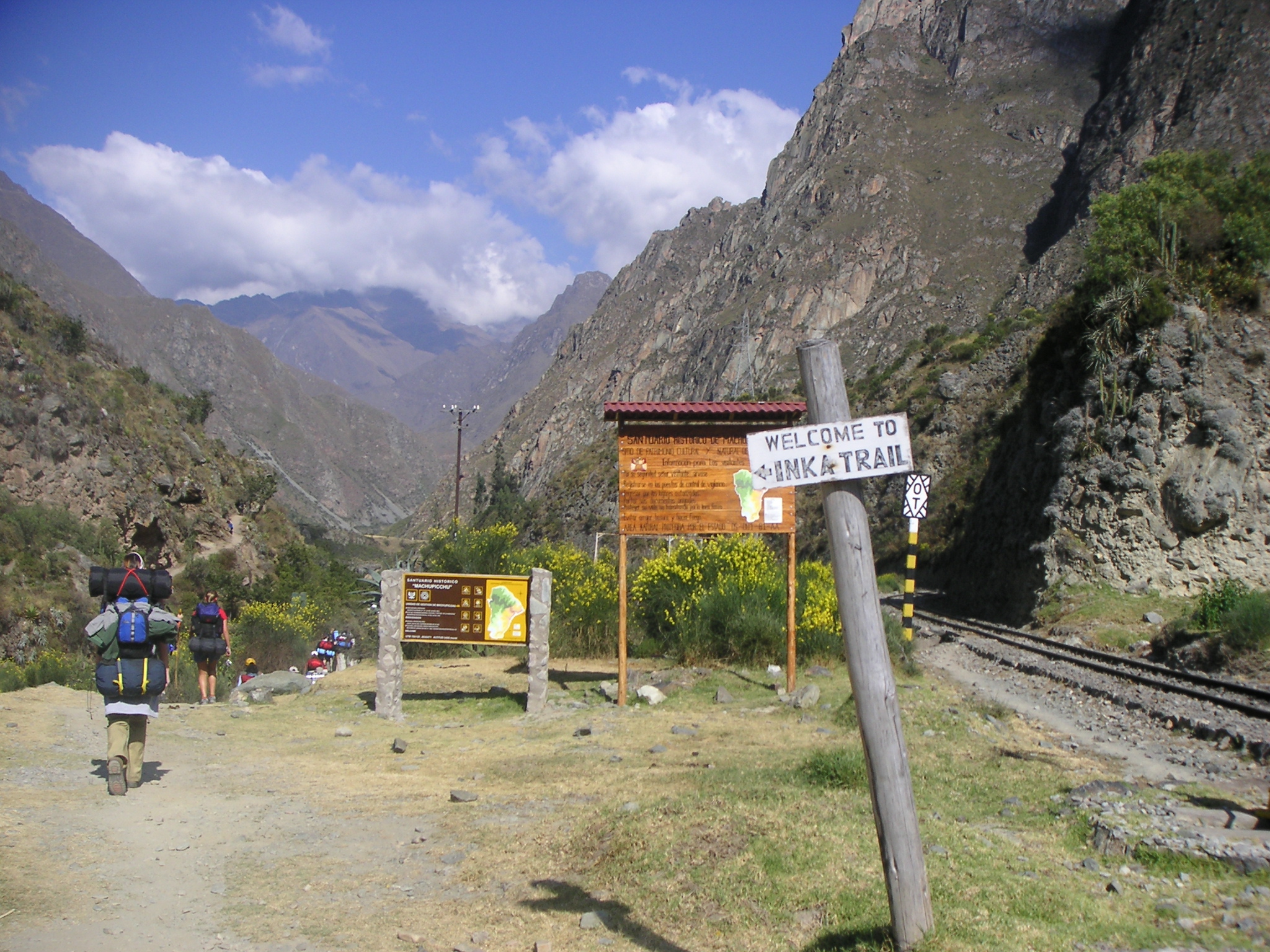 A small hike to a hut, where we must check in with our passports before beginning the trail.