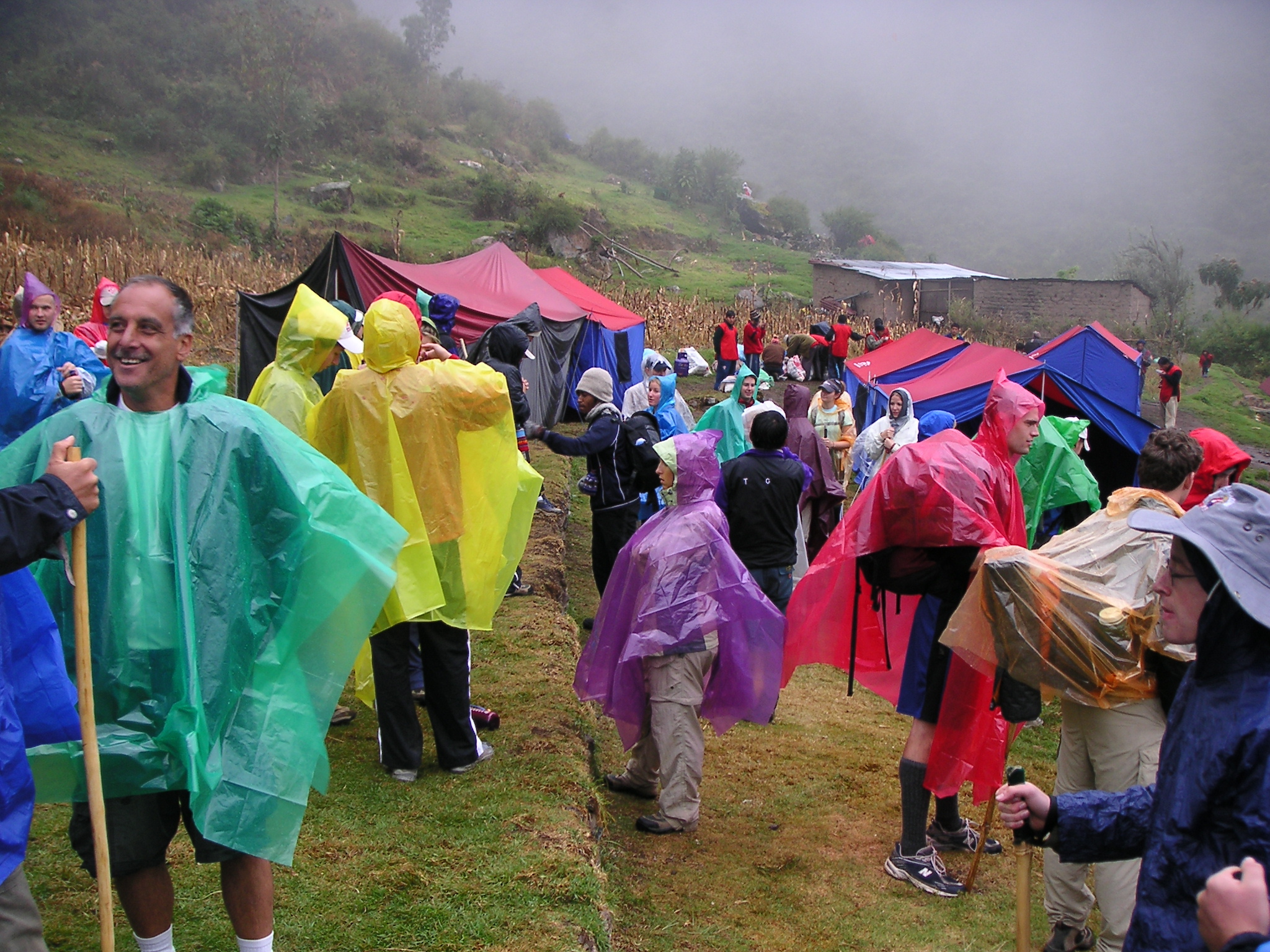 The beginning of the second (and hardest) day of the hike. Unfortunately, the weather is against us. However, the rain did help to calm the dusty air.