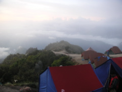 Our campsite, on the third night, is above the clouds!