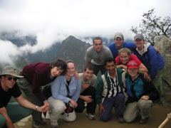 We made it! At the top, overlooking Machu Picchu (L to R): Bob, Olga, Janet, Michael, Nate, Richard, David, Catherine, Heather, and Hilary.