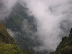 Looking down on the clouds and the mountains.