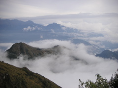 Above the clouds early in the morning.