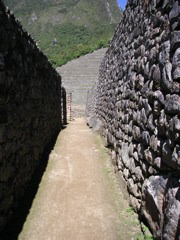 A cooridor inside Machu Picchu.