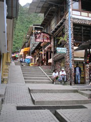 A tourist strip in Aguas Calientes.