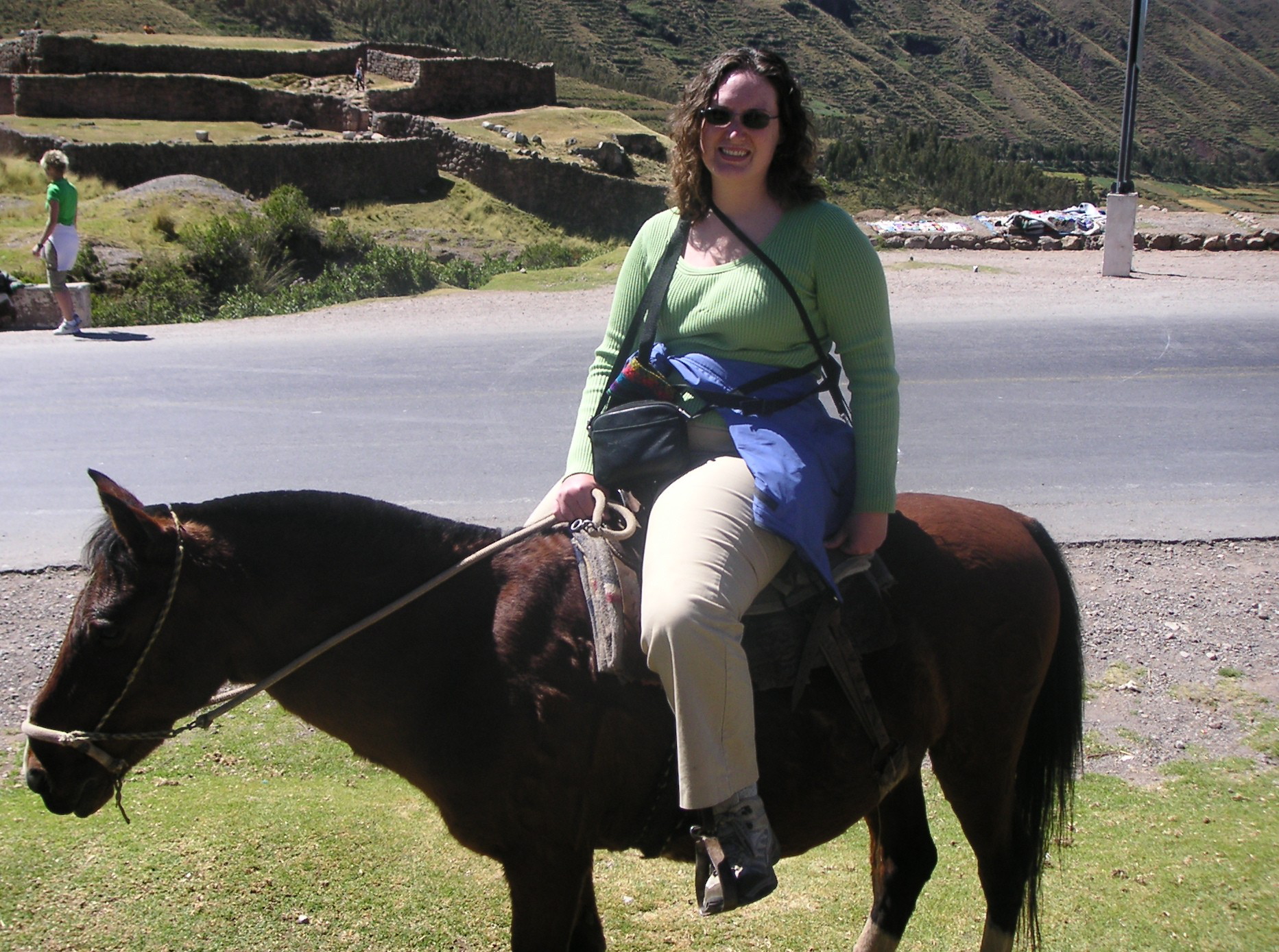 Janet on horseback (Pukapukara in the background).