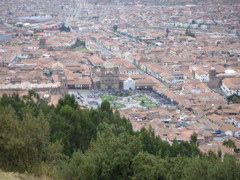 The view of Cusco (Plaza de Armas) from Sacsayhuaman (Saqsaywaman).