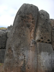 The ruins of Sacsayhuaman (Saqsaywaman), Cusco. This large stone is single and uncut.