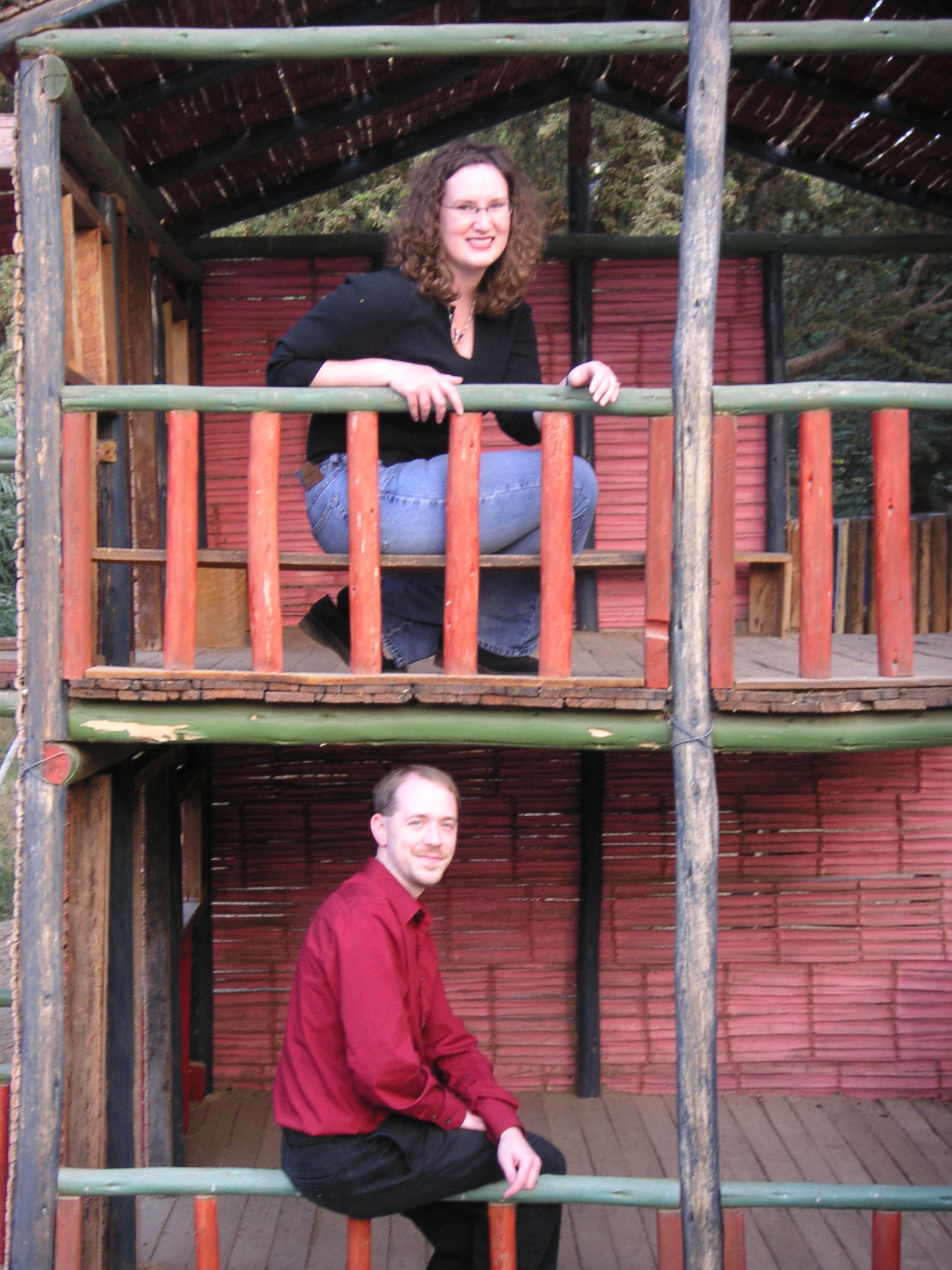 Janet and Jason in the playhouse at the Hotel-Hacienda Ocucaje.