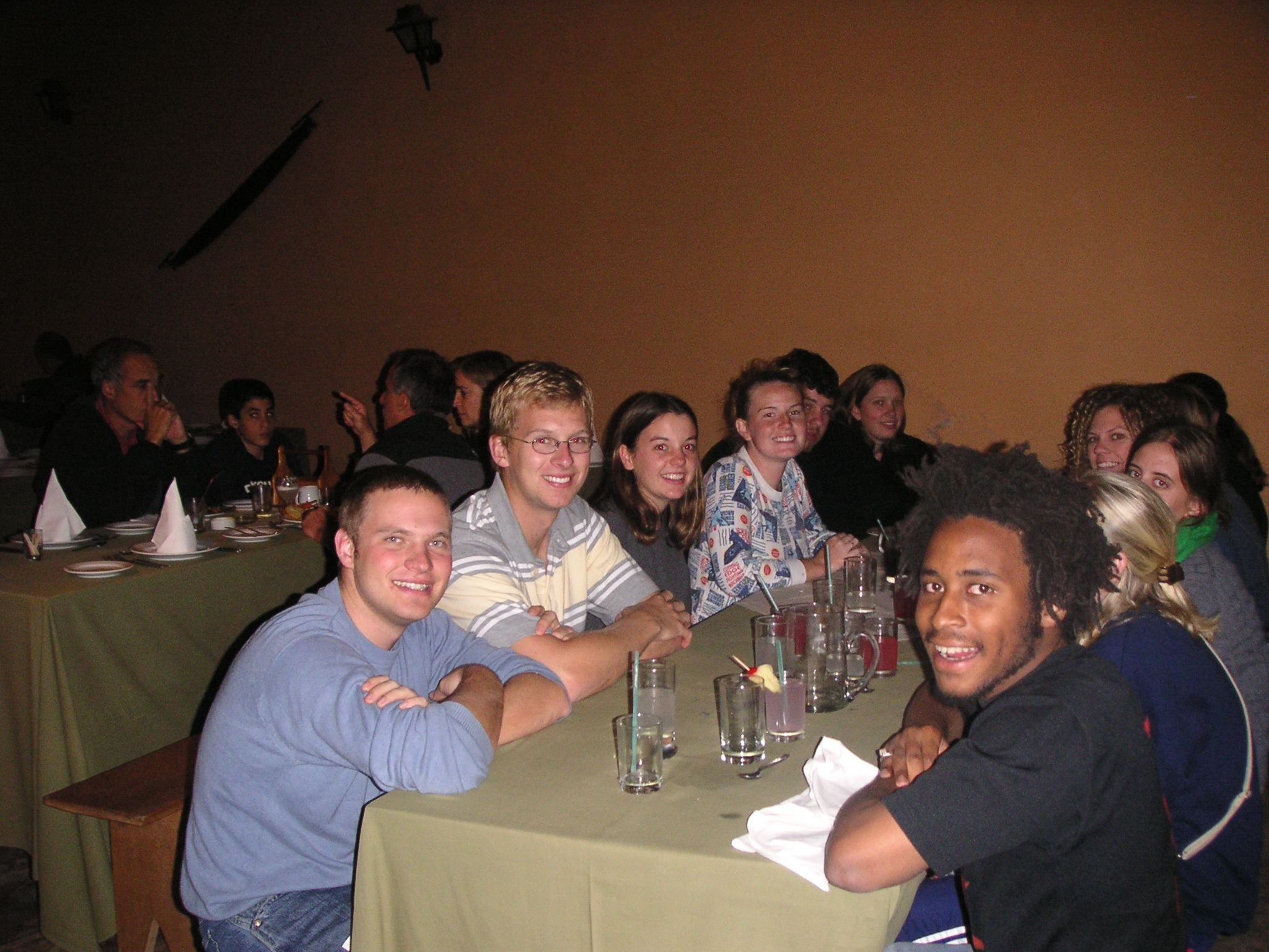 Everyone out to dinner at the "Piscoteca" (Hotel-Hacienda Ocucaje).