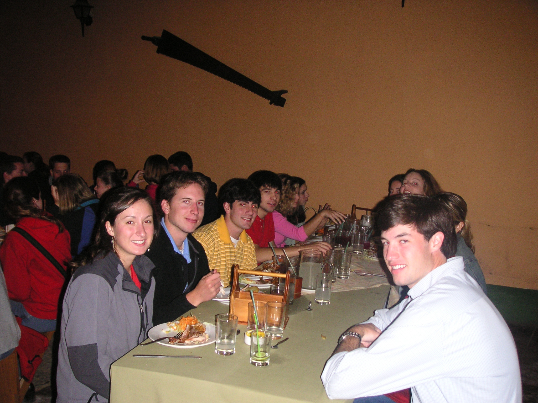 Everyone out to dinner at the "Piscoteca" (Hotel-Hacienda Ocucaje).