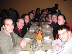 Everyone out to dinner at the "Piscoteca" (Hotel-Hacienda Ocucaje).