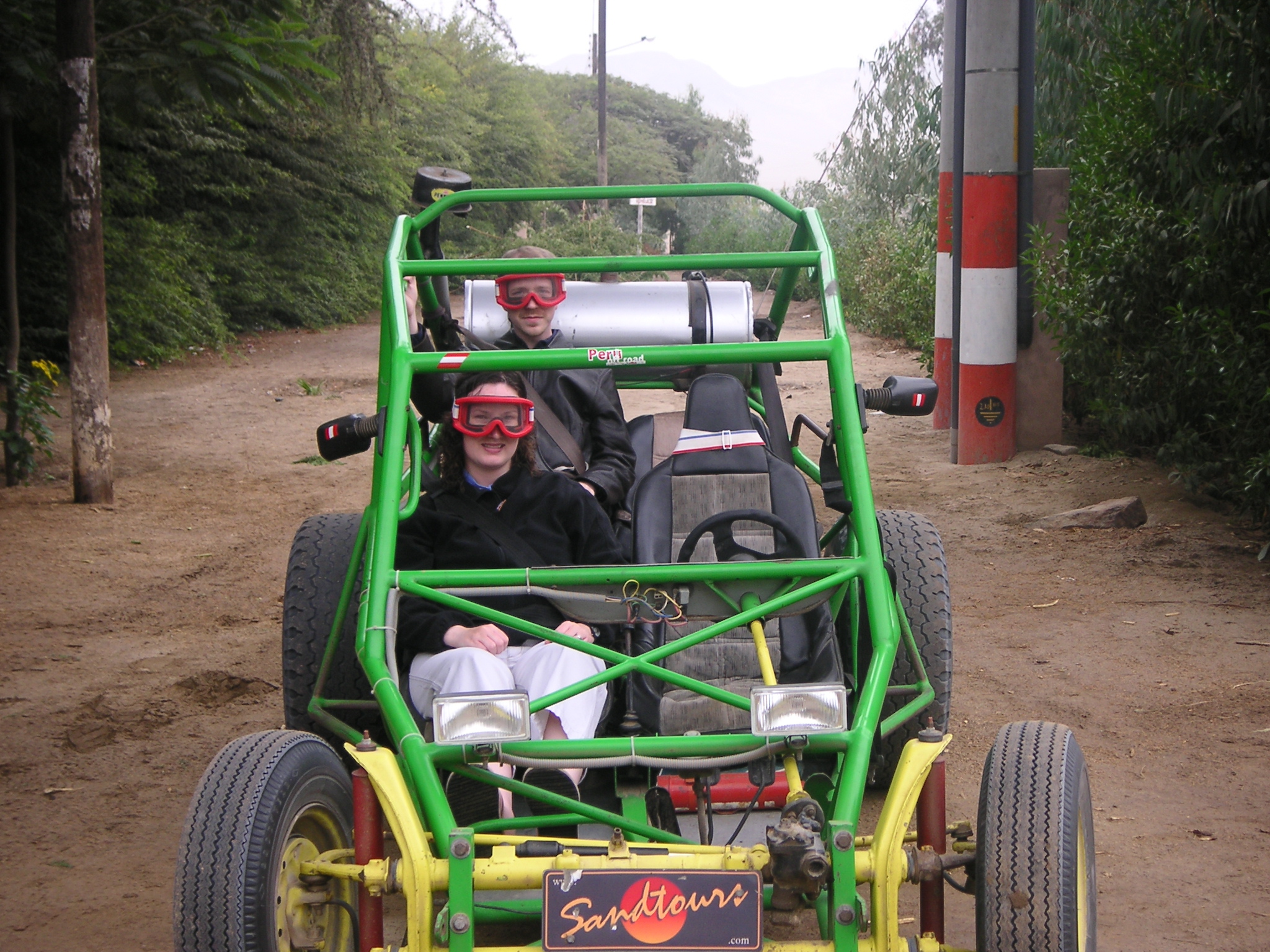 Janet and Jason just before the dune buggy ride through the desert (Hotel-Hacienda Ocucaje, Ica).