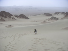 Janet, after sandboarding. Finally, not a wipe-out.