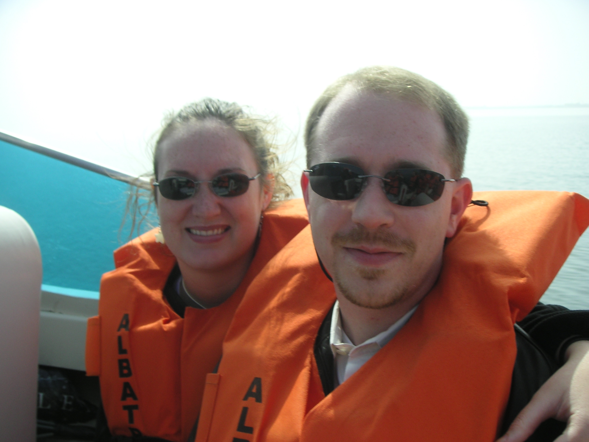 Jason and Janet in the boat on the way to the National Reserve of Paracas.