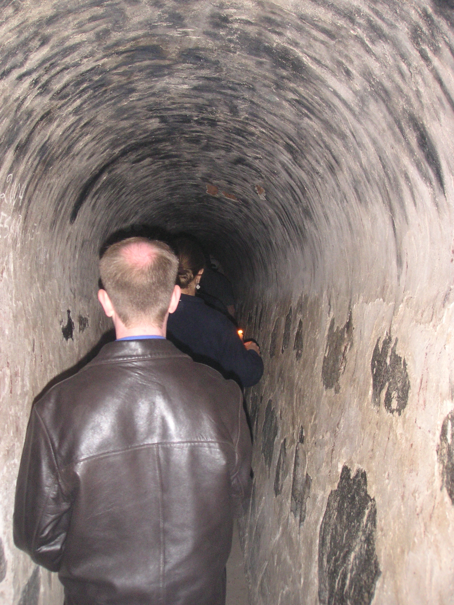 Jason in the catacombs underneath the Hotel-Hacienda San José, Chincha.