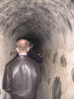 Jason in the catacombs underneath the Hotel-Hacienda San José, Chincha.