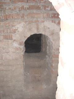 My flash illuminates a doorway in the catacombs underneath the Hotel-Hacienda San José, Chincha.