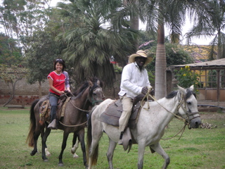 Nancy goes horseback riding at the Hotel-Hacienda San José, Chincha.