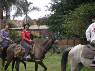 Jenn M. and Nancy go horseback riding at the Hotel-Hacienda San José, Chincha.