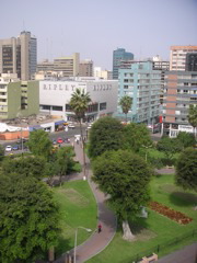 The view of Parque Kennedy, Miraflores, Lima, Perú from our classroom.