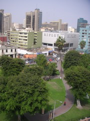 The view of Parque Kennedy, Miraflores, Lima, Perú from our classroom.