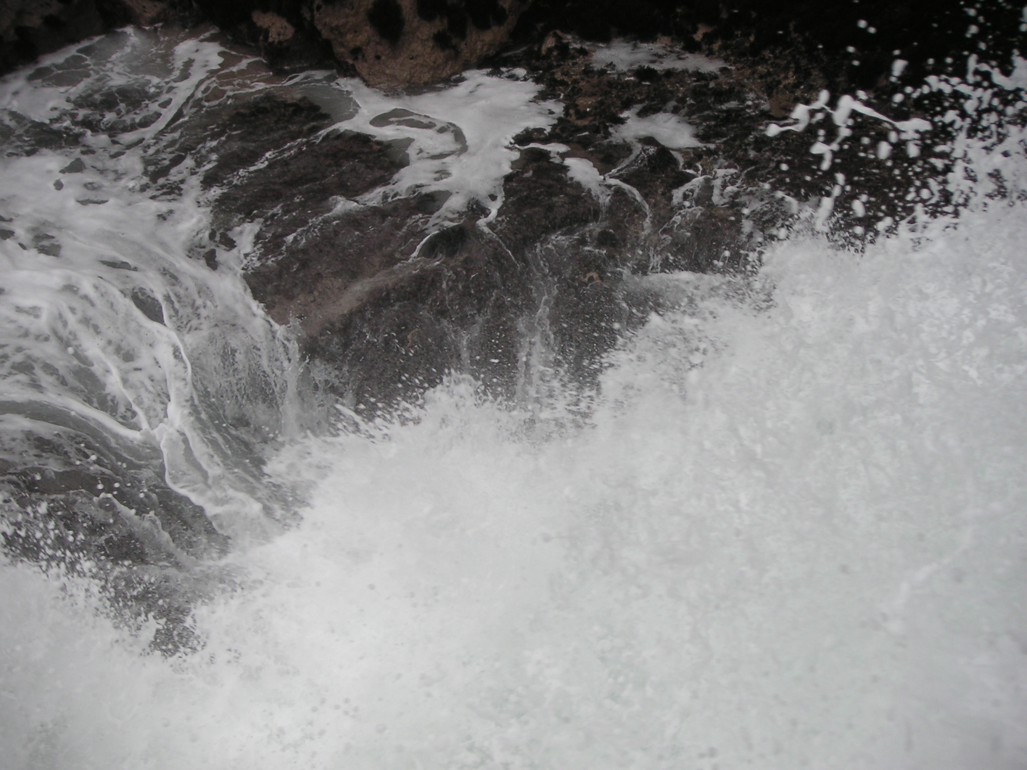 Waves crashing over the rocks at Pucusana.