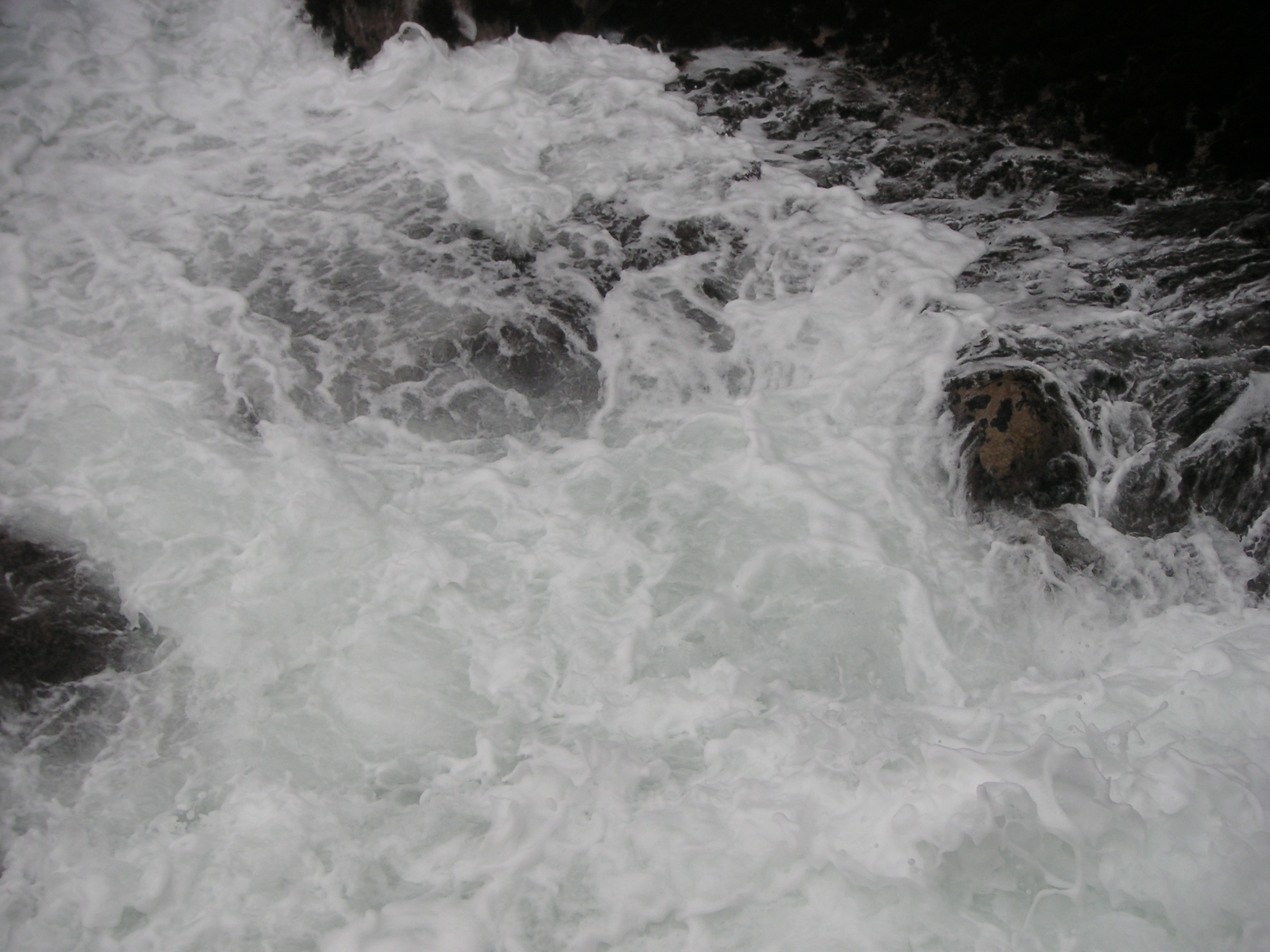 Waves crashing over the rocks at Pucusana.