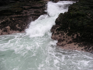 Waves crashing over the rocks at Pucusana.