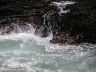 Waves crashing over the rocks at Pucusana.